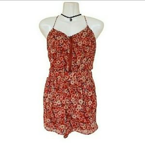 Forever 21 Orange Flowered Romper